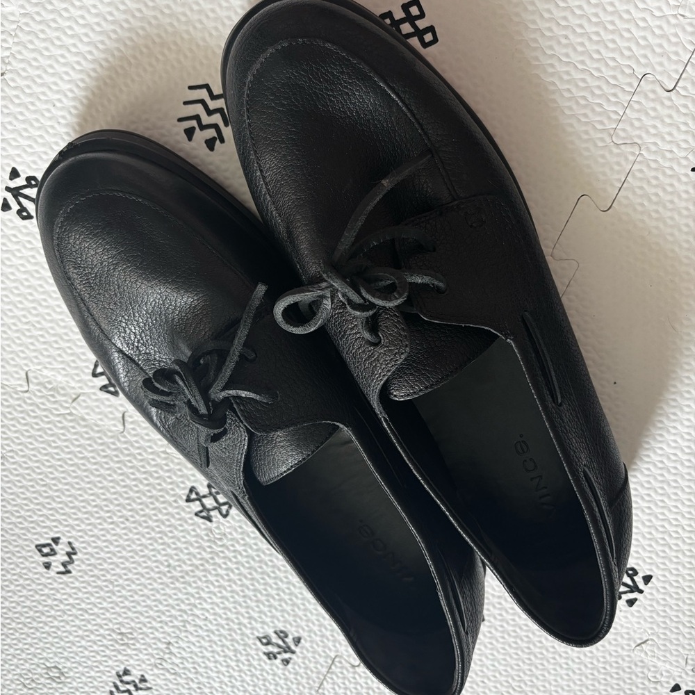Vince Black Leather Oxfords